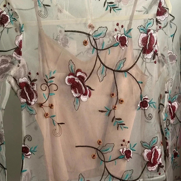 Endless Rose Embroidered Sheer Blouse Size S - Picture 2 of 2